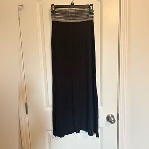 COPY - Long black and gold, Egyptian detail, flowy maxi skirt